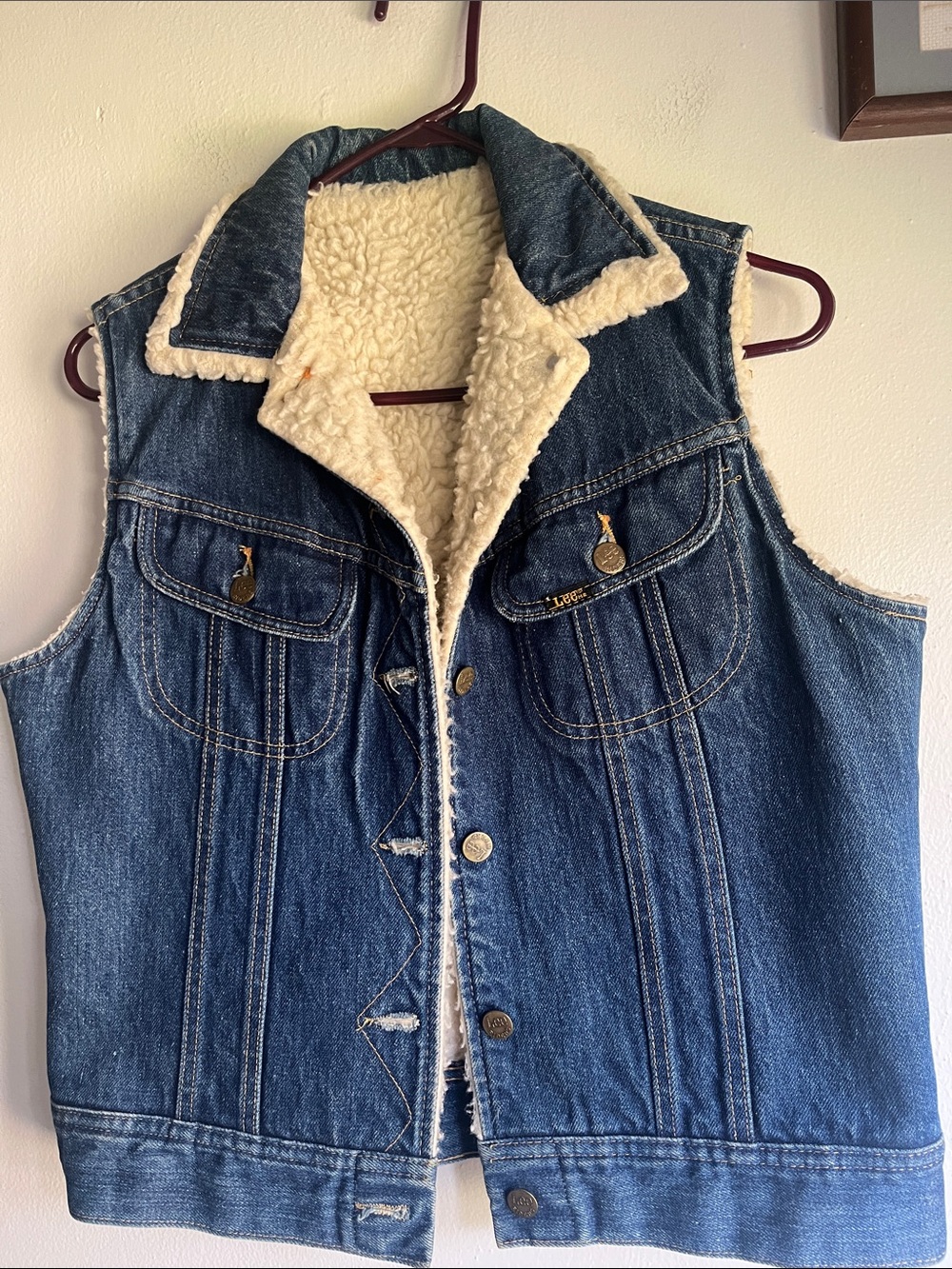 Vintage 70’s Lee Trucker Women's Denim Sherpa Vest - Blue
